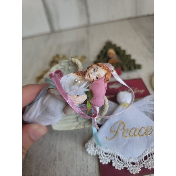 Religious cross angel cherub ornament Xmas set - Picture 7 of 11